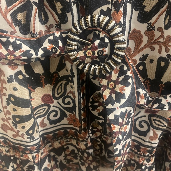 Farm Rio Flower Fan Tapestry Off-White Mini Dress - Picture 5 of 11